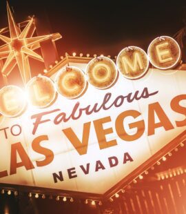 Strip Sign of Las Vegas Closeup Photo. Famous Strip Entering Welcome Sign