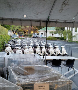 Pyramid Logistics helped setup the American Honda Scooters for the 2023 Rose Parade.